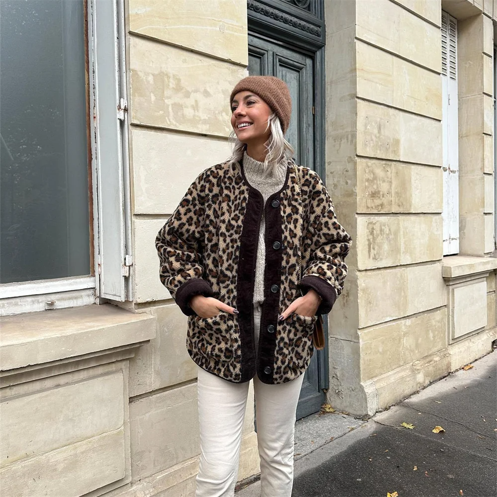 FABIENNE | Fleece Jacket Leopard