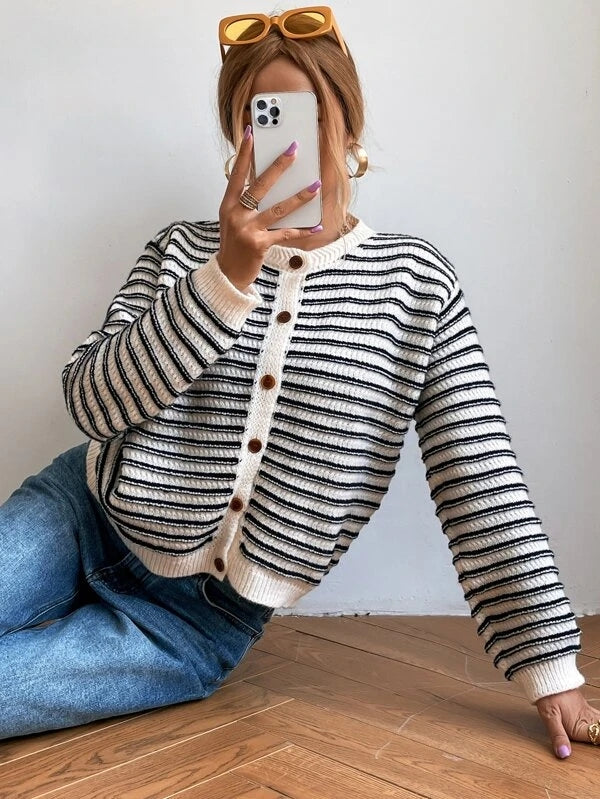 VAIDA | Striped Cardigan with Buttons