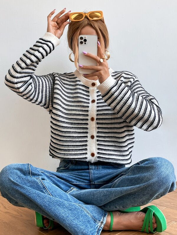 VAIDA | Striped Cardigan with Buttons