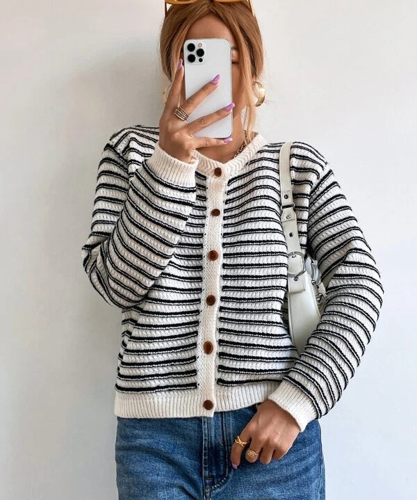 VAIDA | Striped Cardigan with Buttons