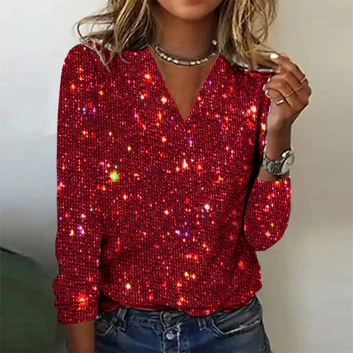 ELOISE | Dazzling V-Neck Top