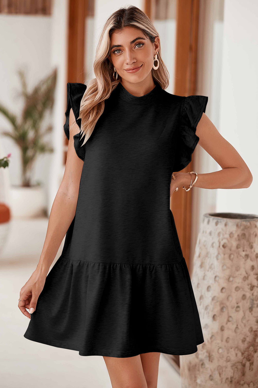 Shift Dress with Round Neck