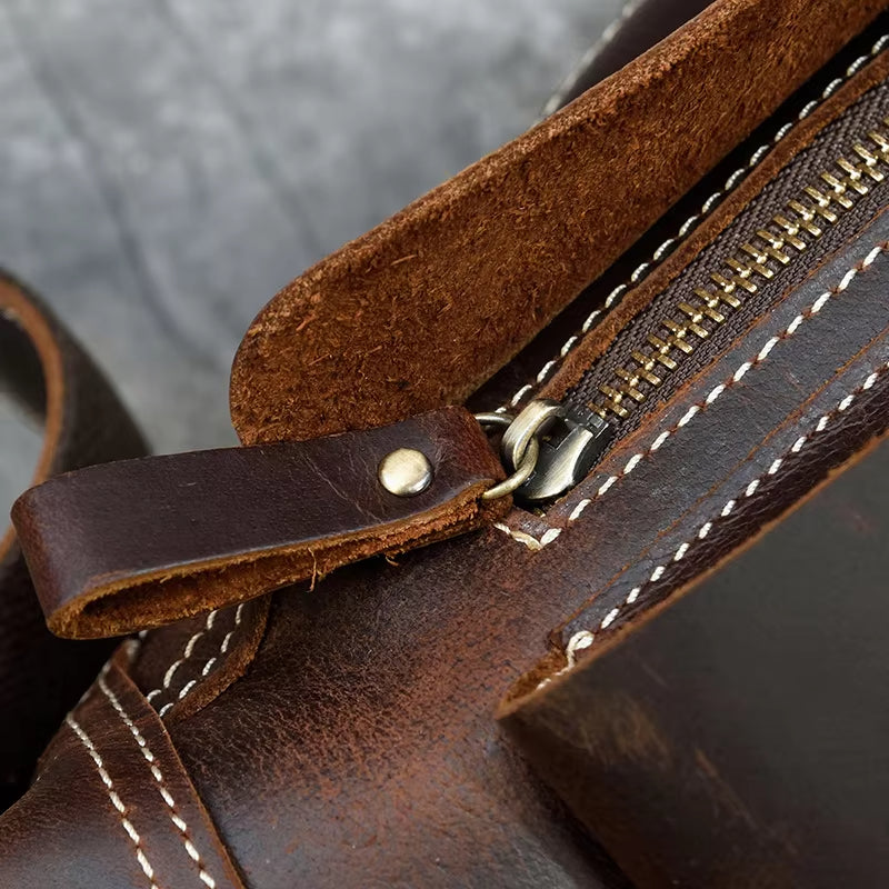 Zion | Retro Crazy Horse Leather Crossbody Sling Travel Bag