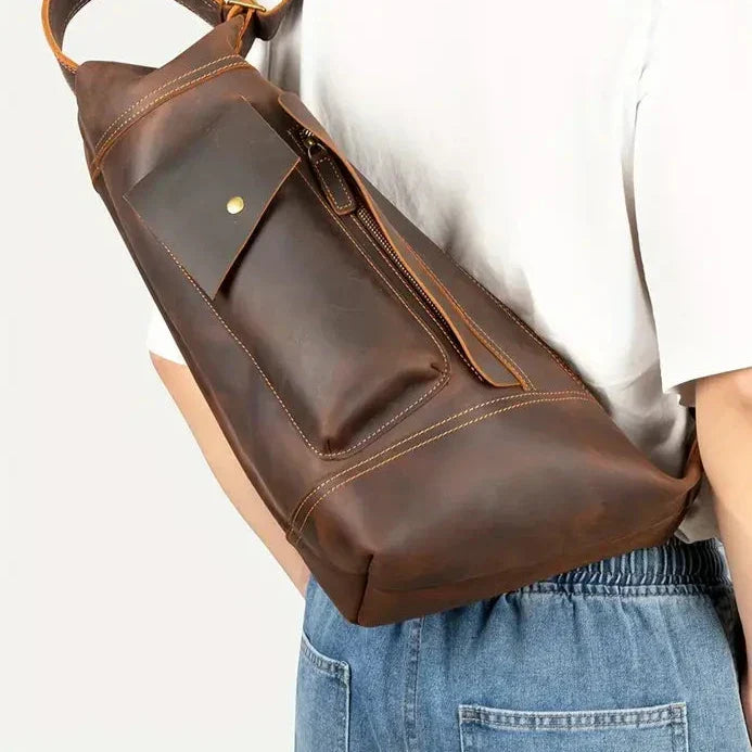 Zion | Retro Crazy Horse Leather Crossbody Sling Travel Bag