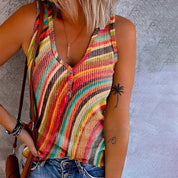 ADELE | Rainbow Striped Sleeveless Top