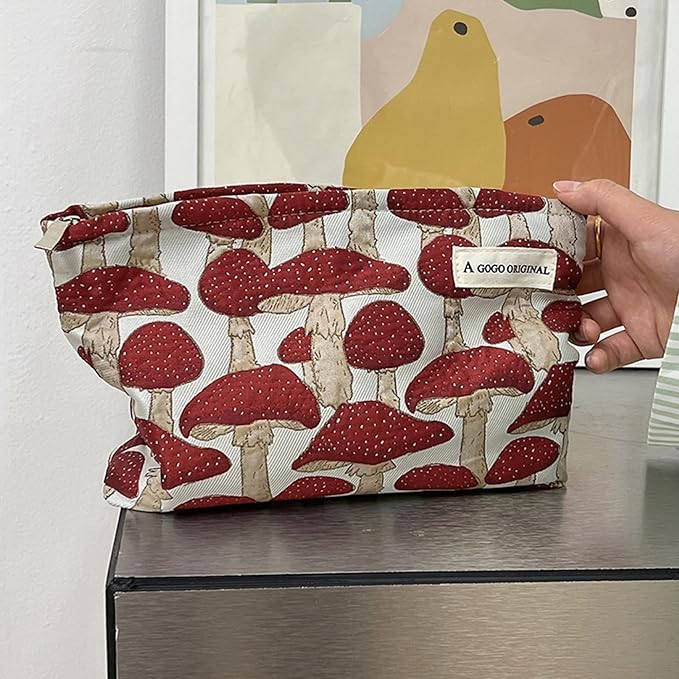 Ellie | Cute Mushroom Print Cosmetic Bag