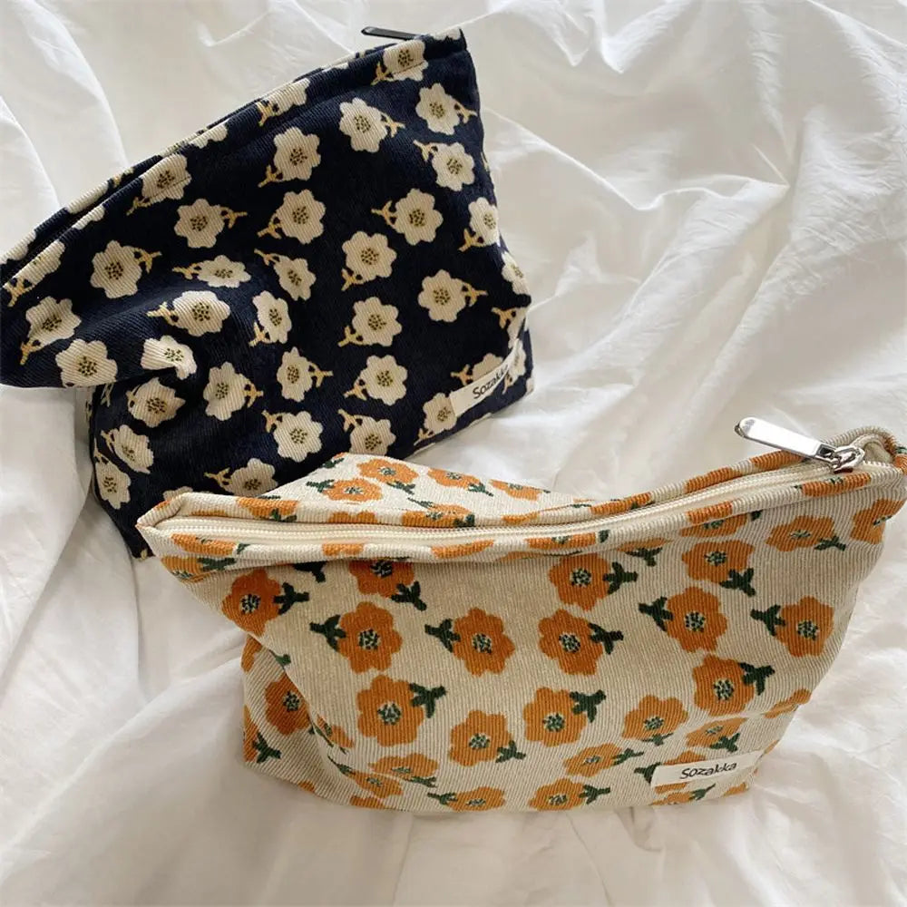 Ella | Preppy Floral Waffle Cord Cosmetic Bag