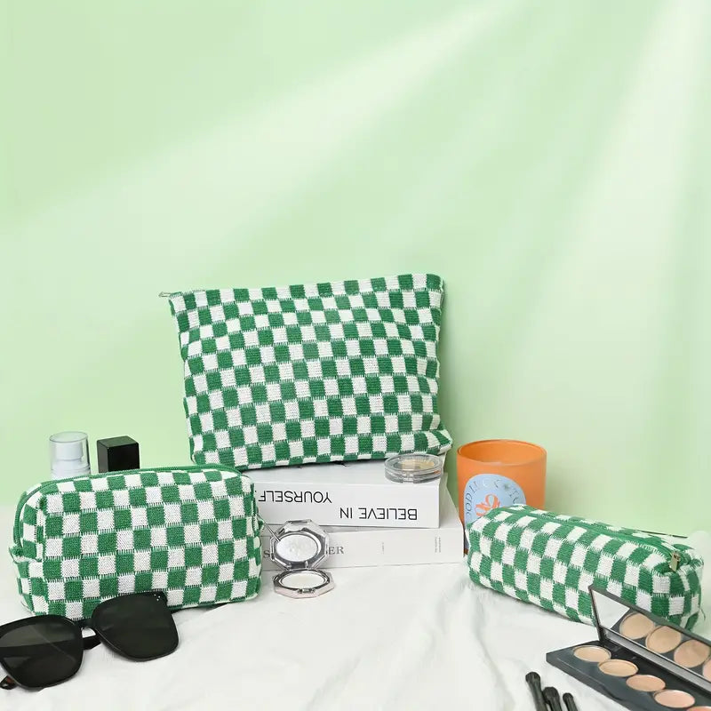 Claire | Stylish and Functional Checked Beauty Organizer Set