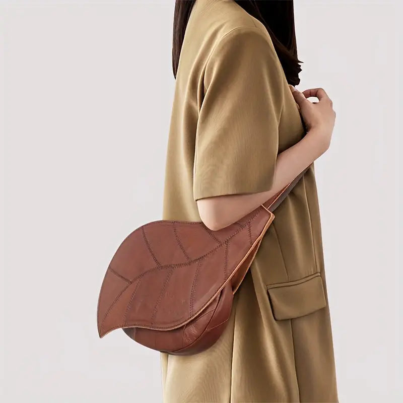 Sophie | Women's Leather Bag in Leaf Shape as Crossbody Shoulder Bag