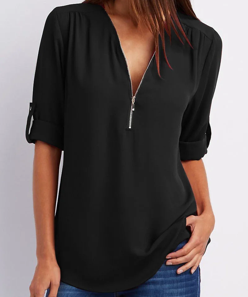 SARAH | Elegant V-Neck Blouse