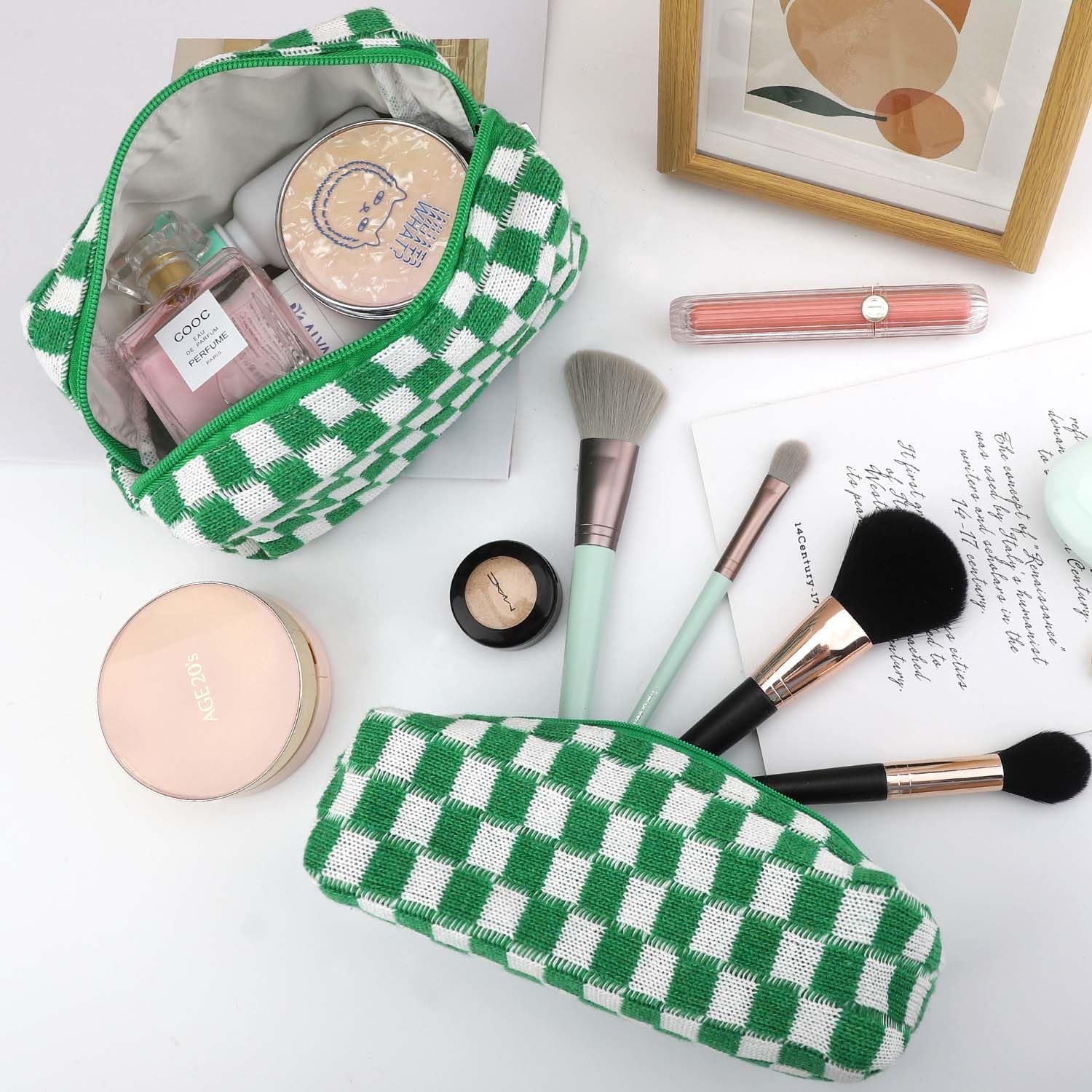 Claire | Stylish and Functional Checked Beauty Organizer Set