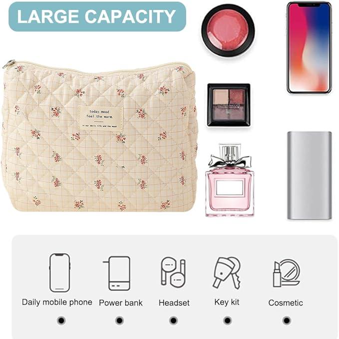 Ailany | Elegant Quilted Floral Makeup Bag