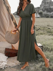 HEATHER | Elegant V-neck Long Boho Dress