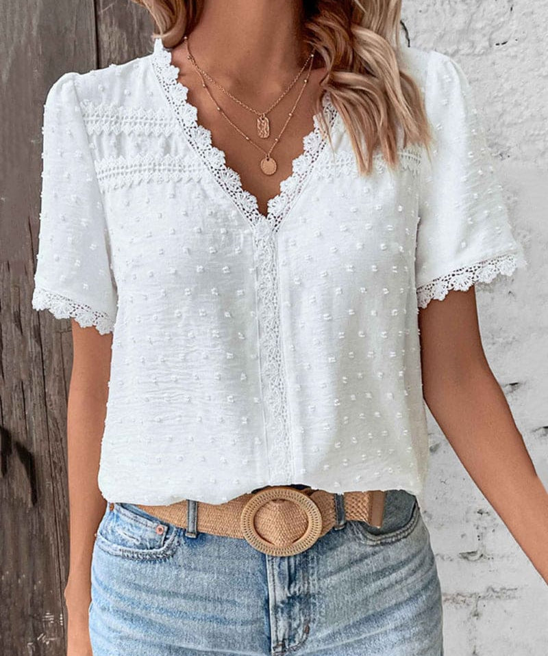 ZOE | Lace Blouse Short Sleeves with V-Neck