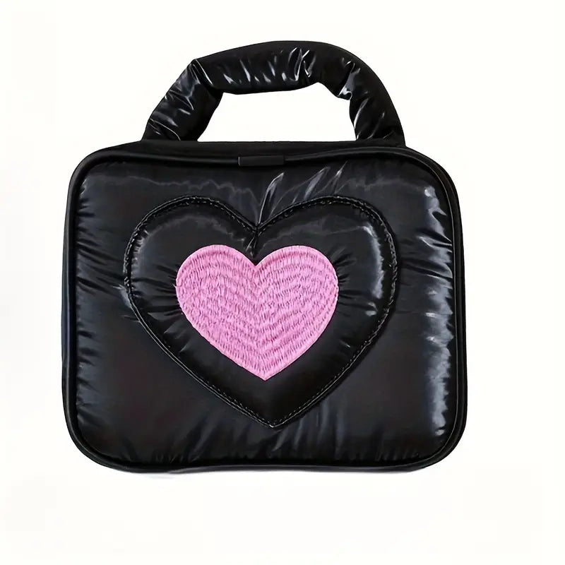 Etta | Heart Embroidery Travel Cosmetic Makeup Toiletry Bag