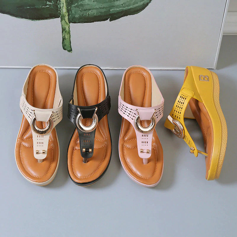 ADELAIDE | Leather Wedge Sandals