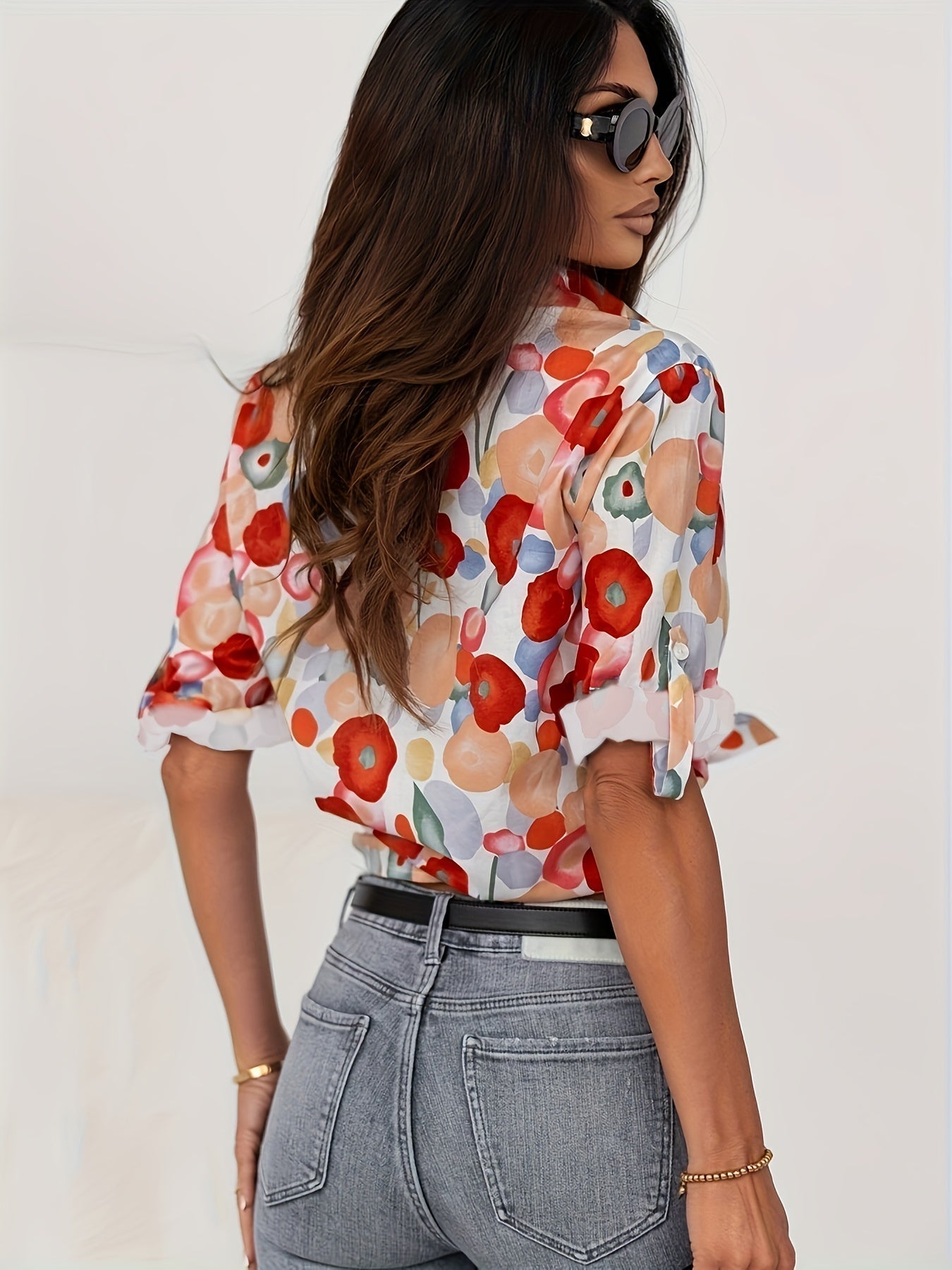 Vienna | Stylish Red Floral Blouse