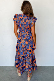 BOHO | Floral Dress with V-neckline and Ruffles