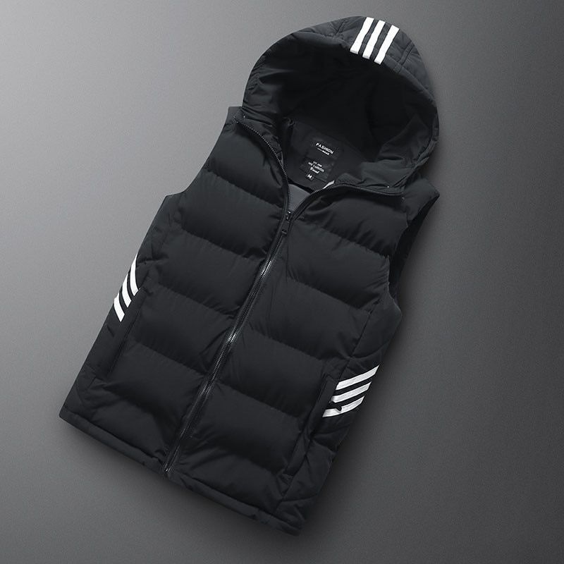 Melle Bodywarmer | Black Down Vest for Men with Three Stripes