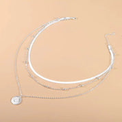 RadianceGlow | Elegant Silver Triple Layer Necklace