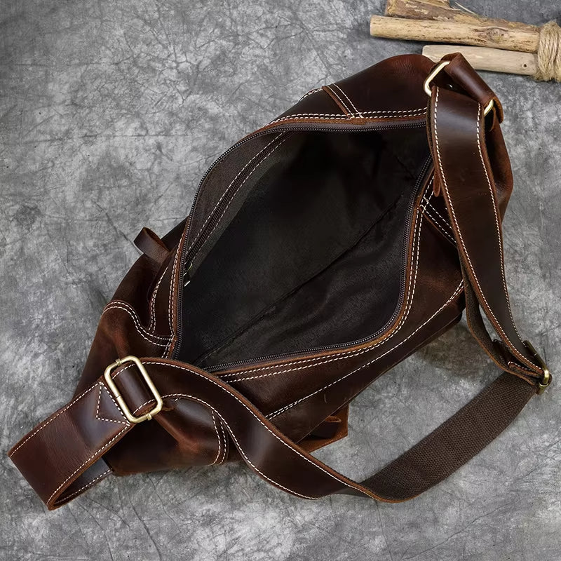 Zion | Retro Crazy Horse Leather Crossbody Sling Travel Bag