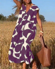 CLAIRE | V-neck Printed Maxi Dress