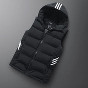 Melle Bodywarmer | Black Down Vest for Men with Three Stripes