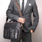 Max | Genuine Leather Briefcase Crossbody Messenger Travel Bag