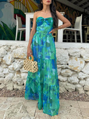 STEPHANIE | Elegant Floral Tube Maxi Dress