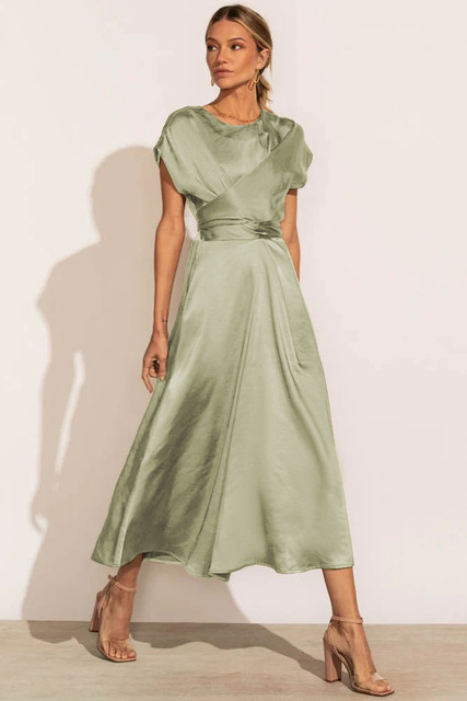 JASMIN | Cross-Over Satin Dress