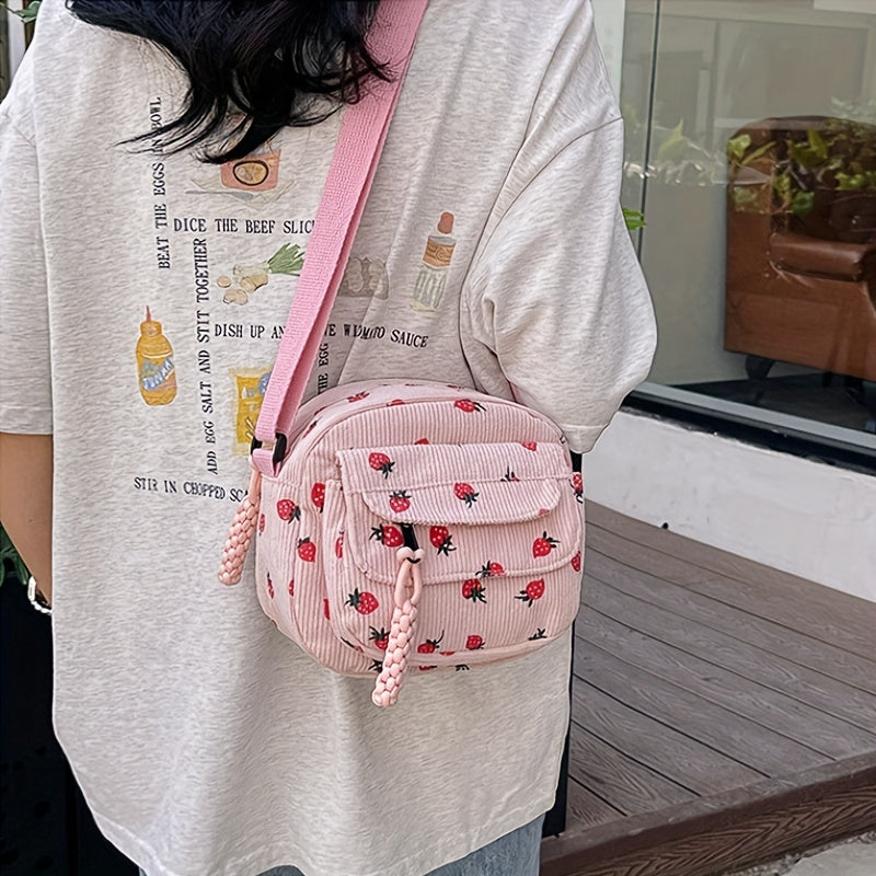 Fleur | Strawberry Corduroy Shoulder Bag