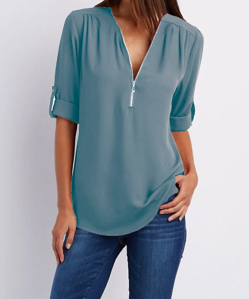 SARAH | Elegant V-Neck Blouse