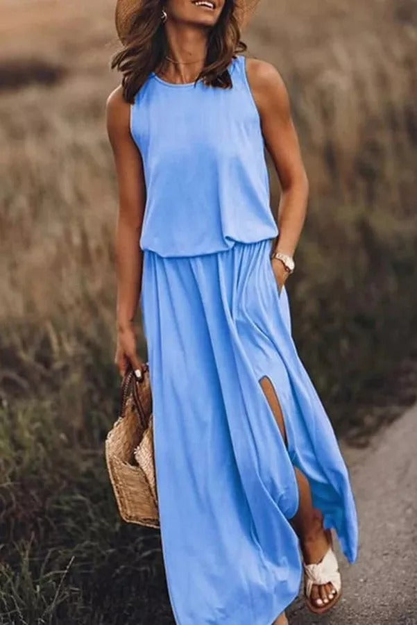 Rania | Flowing Slit Maxi Dress for Effortless Elegance