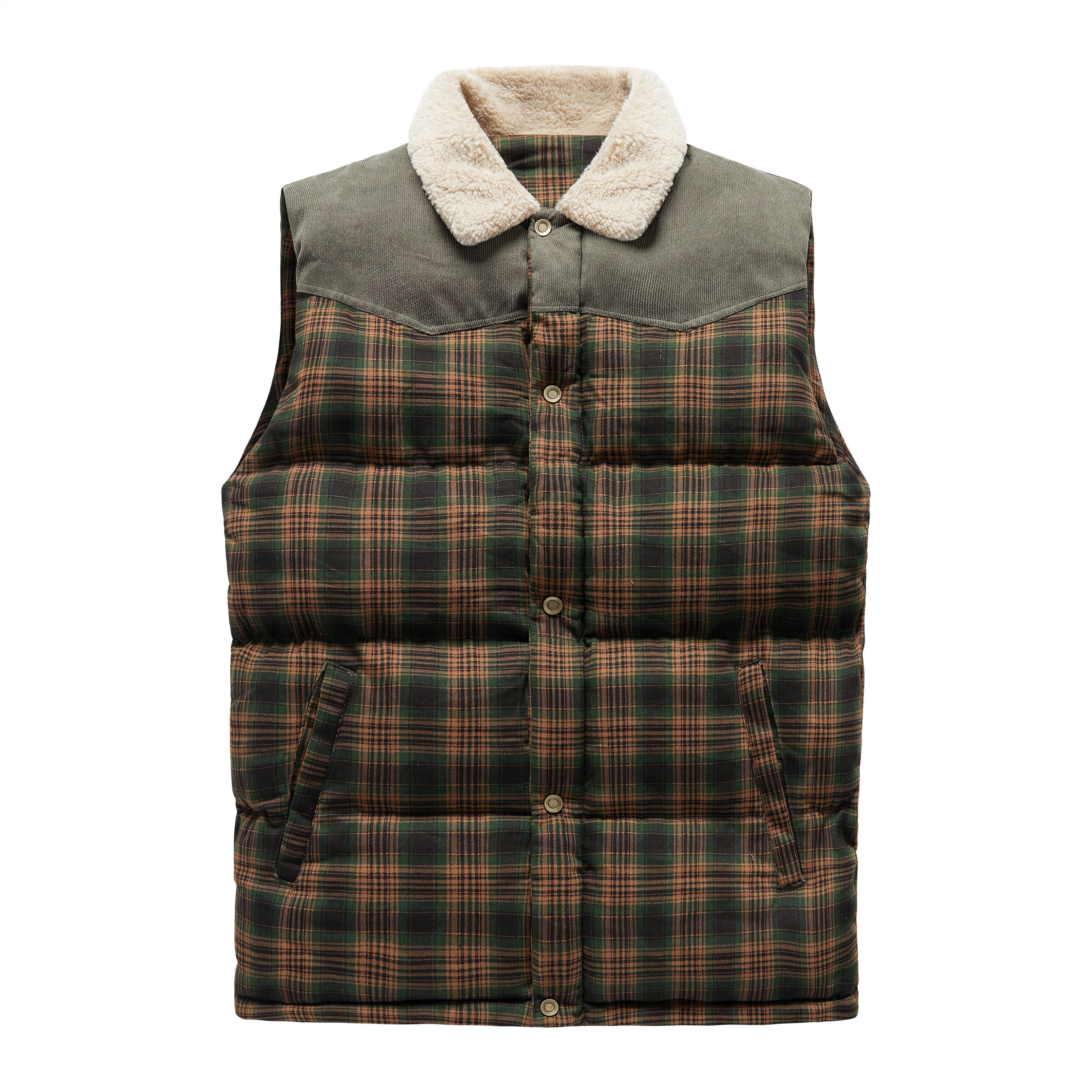 Luca Belloni Bodywarmer | Plaid gilet with fleece collar for men