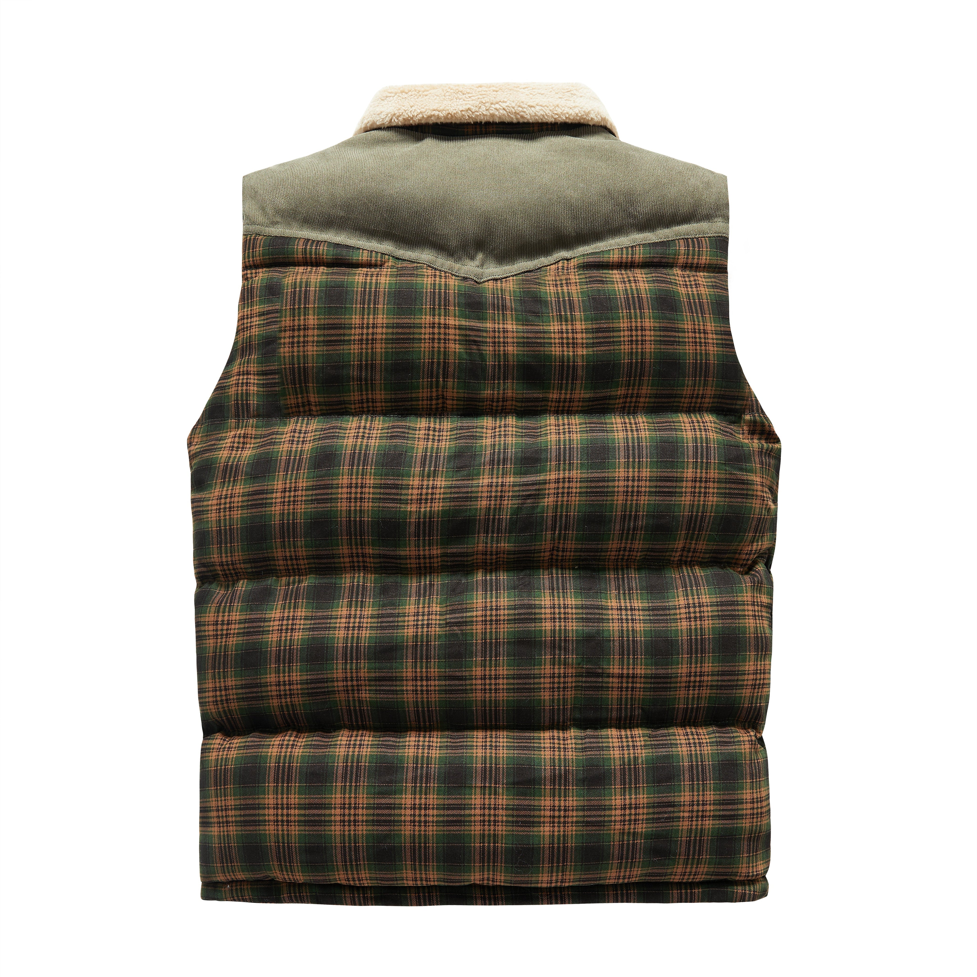 Luca Belloni Bodywarmer | Plaid gilet with fleece collar for men