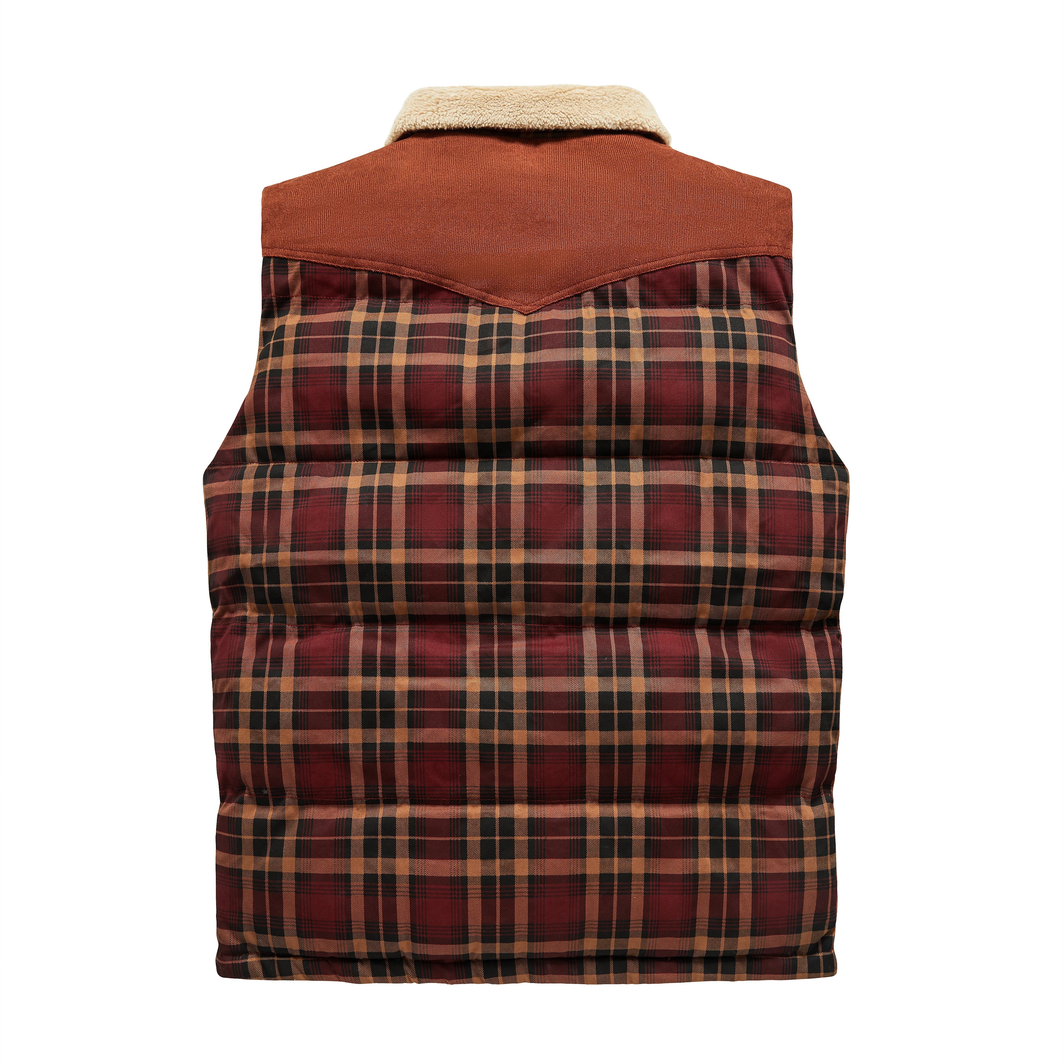 Luca Belloni Bodywarmer | Plaid gilet with fleece collar for men