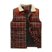 Luca Belloni Bodywarmer | Plaid gilet with fleece collar for men