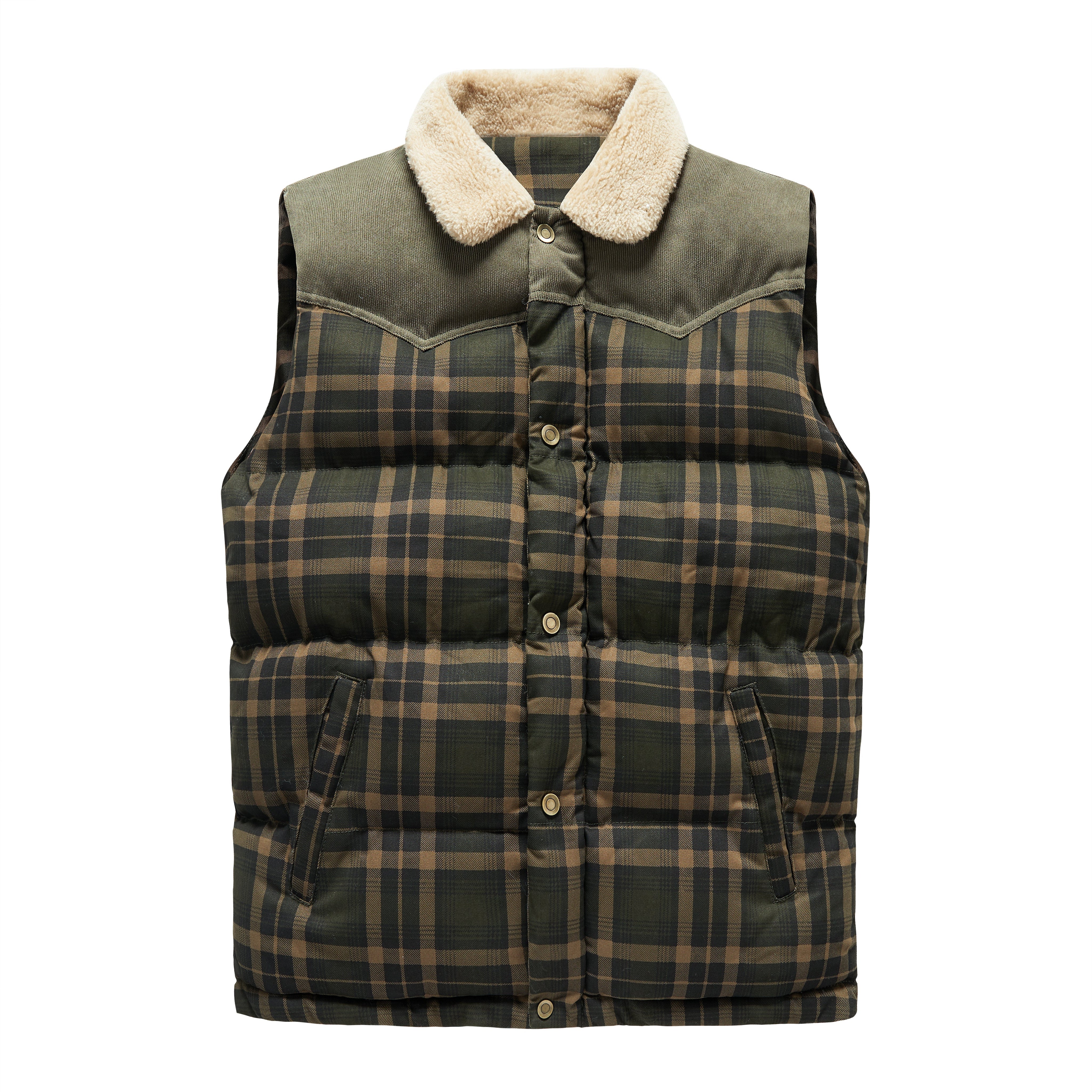 Luca Belloni Bodywarmer | Plaid gilet with fleece collar for men