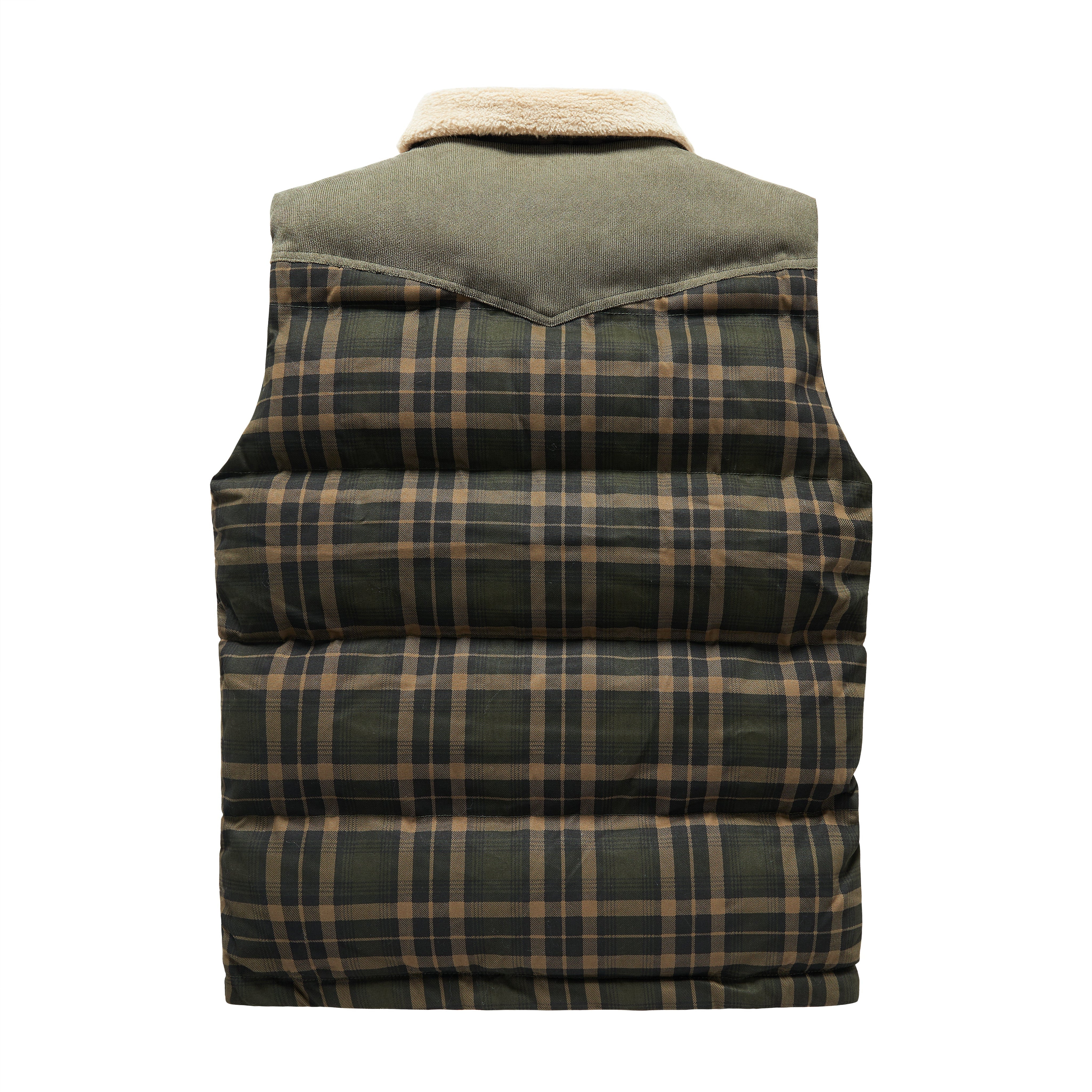 Luca Belloni Bodywarmer | Plaid gilet with fleece collar for men