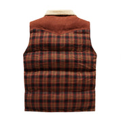 Luca Belloni Bodywarmer | Plaid gilet with fleece collar for men