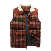 Luca Belloni Bodywarmer | Plaid gilet with fleece collar for men