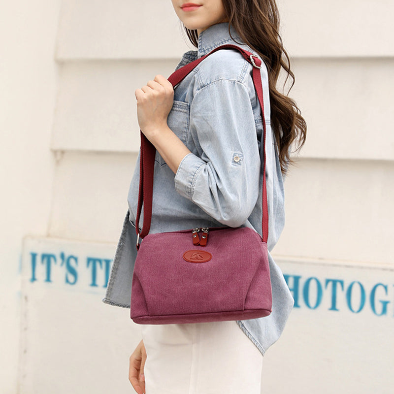 Secure Zipper Canvas Shoulder Bag