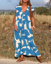 CLAIRE | V-neck Printed Maxi Dress