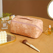 Camila | Floral embossed and spacious storage cosmetic bag