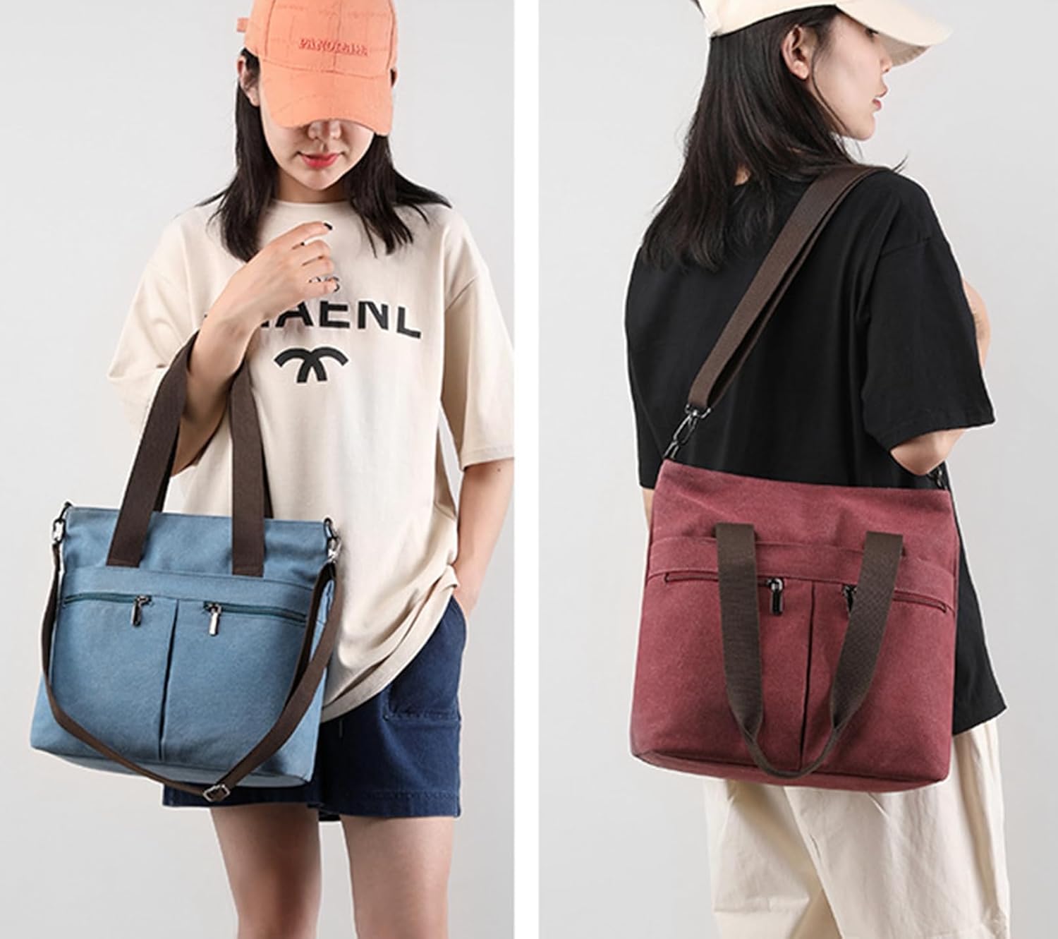 Lena | Canvas Shoulder Bag with Multiple Pockets