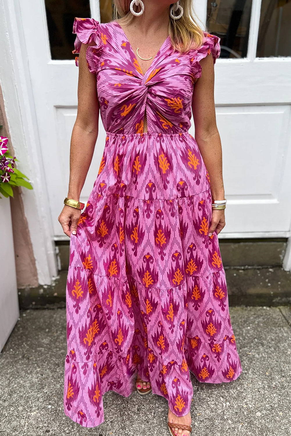 Retro Maxi Dress with Ruffles