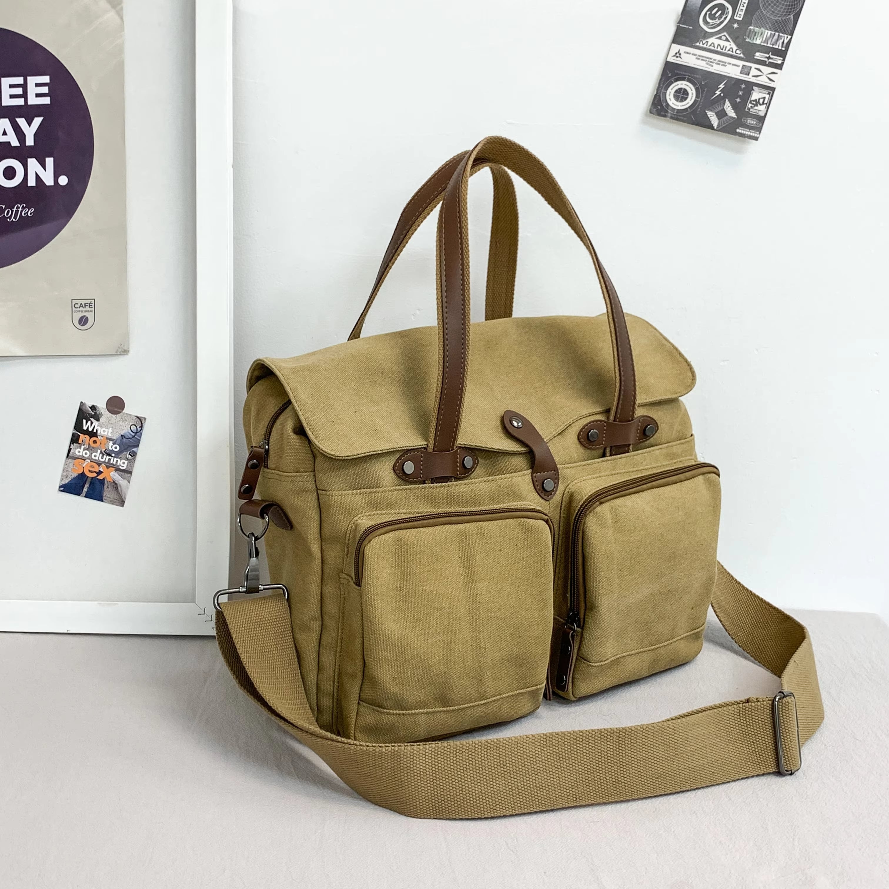 Max | Vintage Canvas Large Shoulder Bag Travel Bag