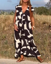 CLAIRE | V-neck Printed Maxi Dress