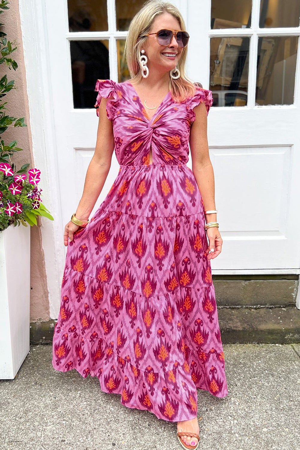 Retro Maxi Dress with Ruffles