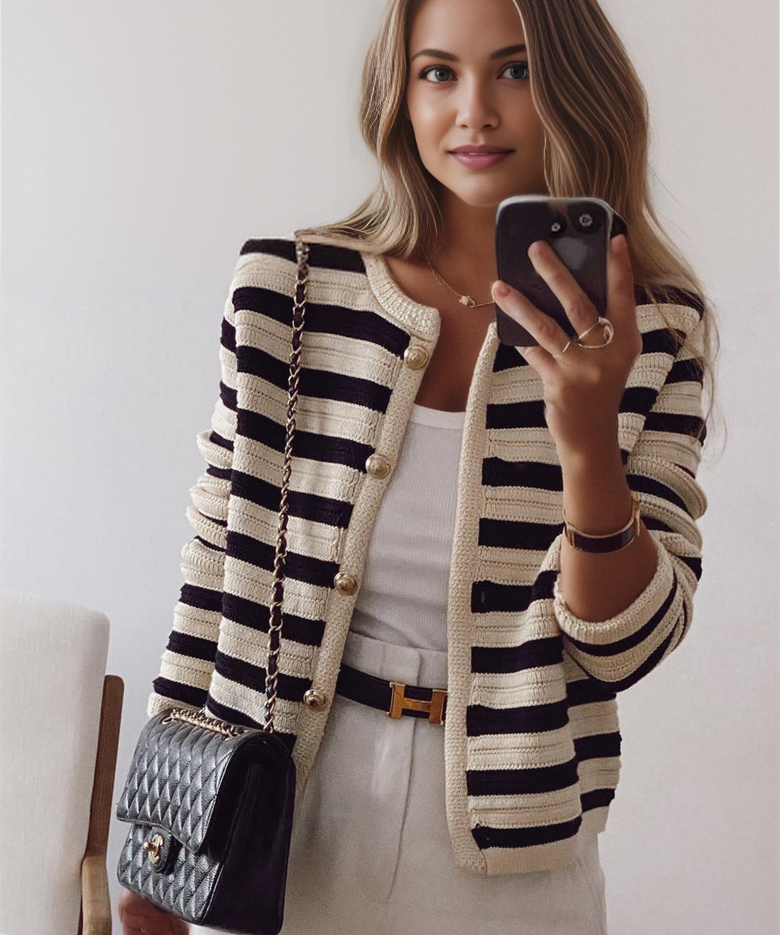 MYLAH | Elegant Striped Cardigan